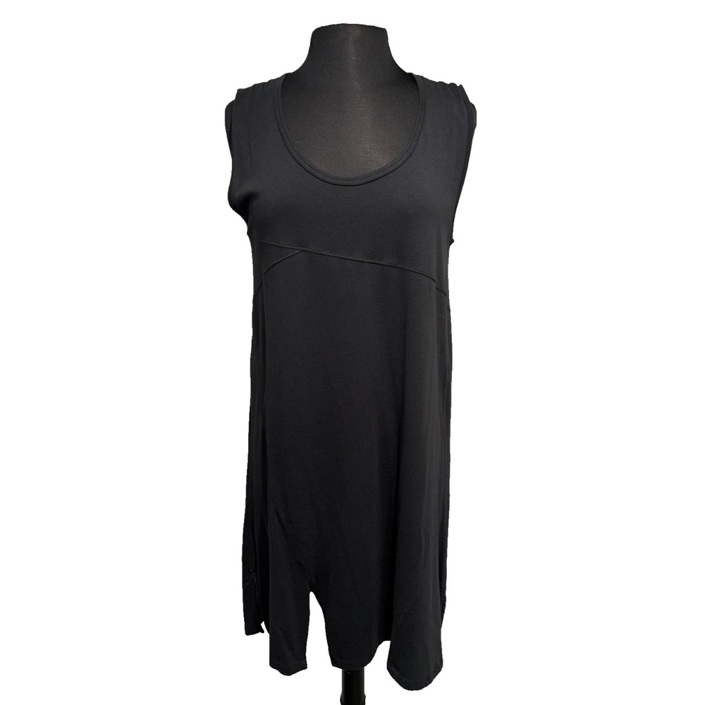 NWT G9C United Knitwear Tunic Beach Dress Size Small Black Minimalist Lagenlook